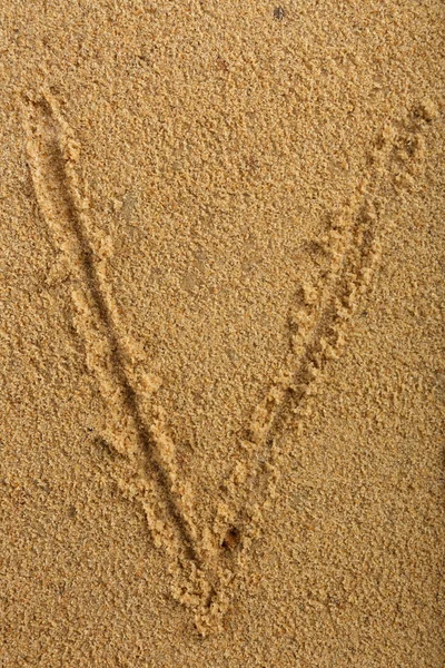 Abeceda dopis psaný na vlhký písek z pláže — Stock fotografie