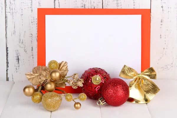 Christmas card on wooden background — Stock Photo, Image