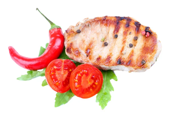 Grilled steak and vegetables isolated on white — Stock Photo, Image