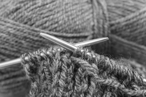 Knitting with spokes close up — Stock Photo, Image