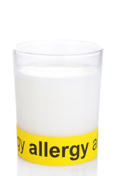Alergia ao leite isolado em branco — Fotografia de Stock