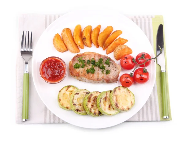 Grilled steak and grilled vegetables — Stock Photo, Image