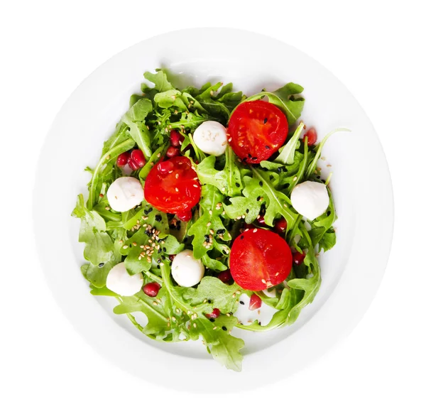 Salad made with arugula, tomatoes, cheese mozzarella — Stock Photo, Image