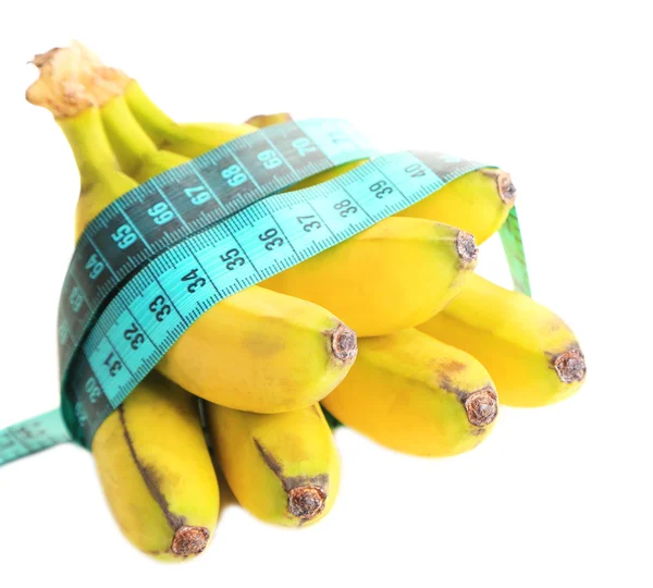 Mini-Bananen und Maßband — Stockfoto