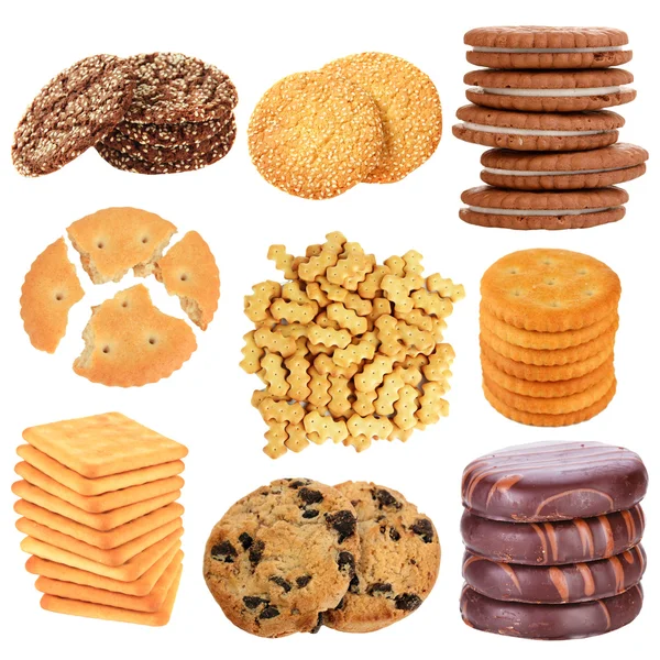 Collage of tasty cookies isolated on white — Stock Photo, Image