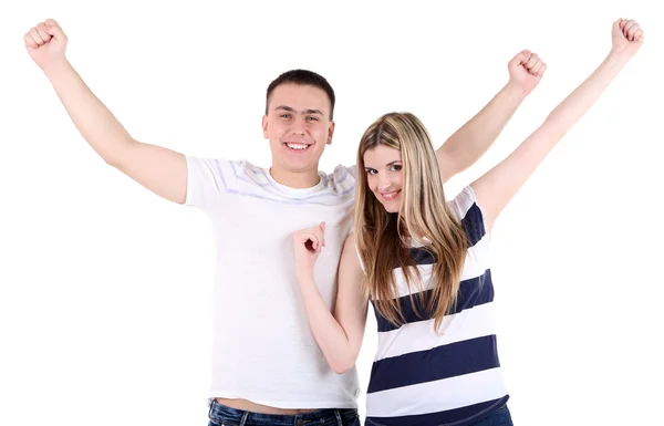 Casal amoroso isolado no branco — Fotografia de Stock