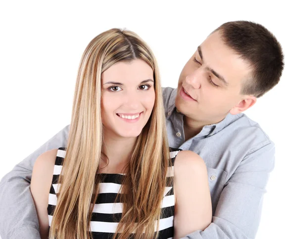 Loving couple isolated on white — Stock Photo, Image