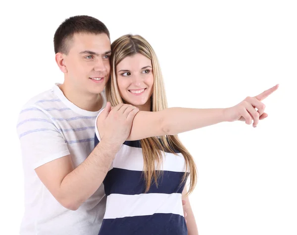 Casal amoroso isolado no branco — Fotografia de Stock