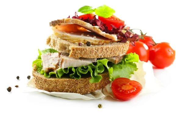 만 나 흰색 절연으로 맛 있는 샌드위치 — 스톡 사진