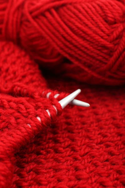 Knitting with spokes close up — Stock Photo, Image