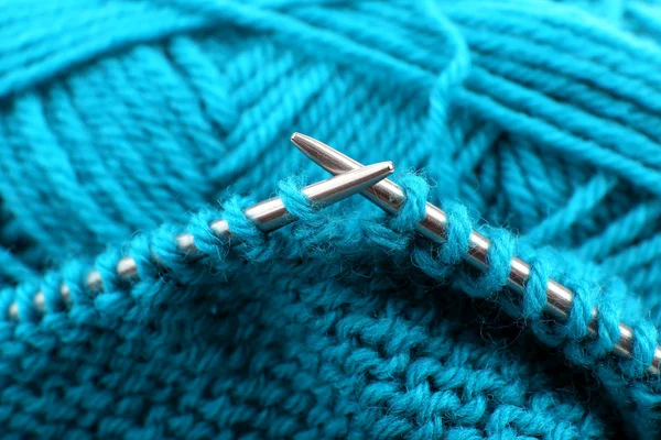 Knitting with spokes close up — Stock Photo, Image