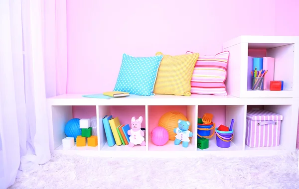 Interior of classroom in pink tones at school — Stock Photo, Image