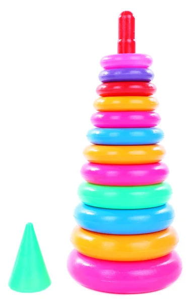 Plastic toy pyramid isolated on white — Stock Photo, Image