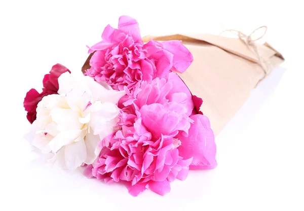 Bouquet of beautiful peonies, isolated on white — Stock Photo, Image