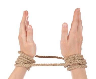 bağlı eller, izole beyaz