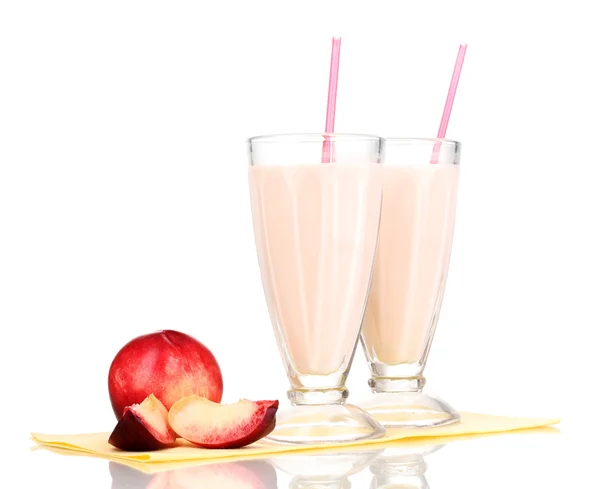 Peach milk shakes isolated on white — Stock Photo, Image