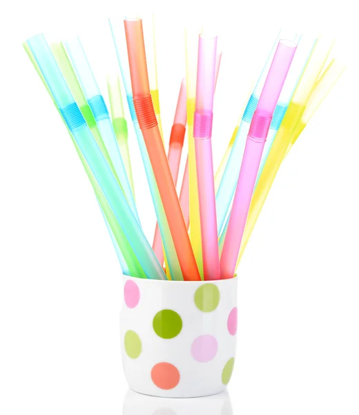 Straws in cup isolated on white — Stock Photo, Image