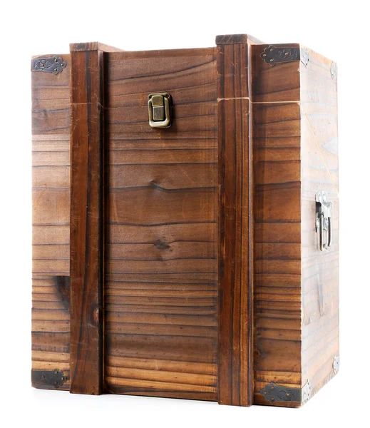 Dřevěná krabice izolovaná na bílém — Stock fotografie