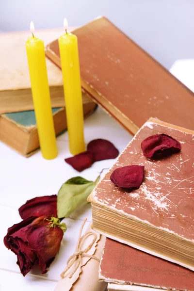 Old books on table close-up — Stock Photo, Image