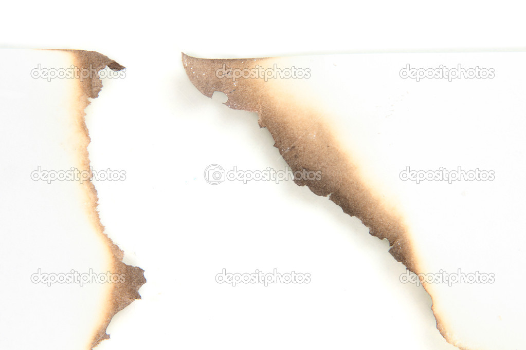 Burnt paper isolated on white