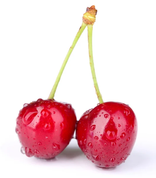 Cerejas doces maduras, isoladas em branco — Fotografia de Stock