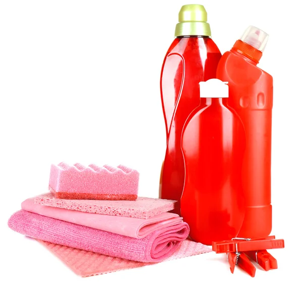 Cleaning products isolated on white — Stock Photo, Image