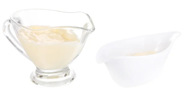 Mayonnaise in bowls isolated on white — Stock Photo, Image