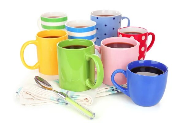 Muchas tazas de café aislado en blanco — Foto de Stock