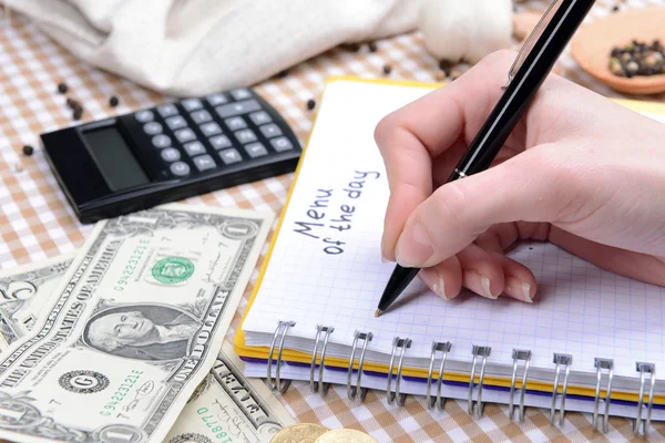 Writing menu close-up — Stock Photo, Image