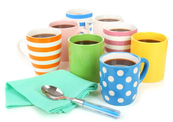 Muchas tazas de café aislado en blanco — Foto de Stock