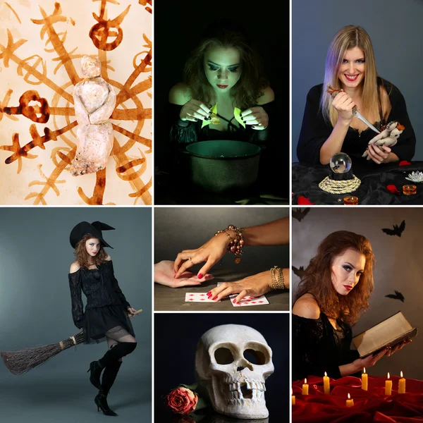Collage magie noire et sorcière — Photo