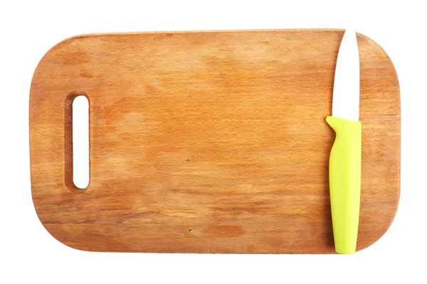 Cuchillo de cocina y tabla de cortar aislado en blanco —  Fotos de Stock