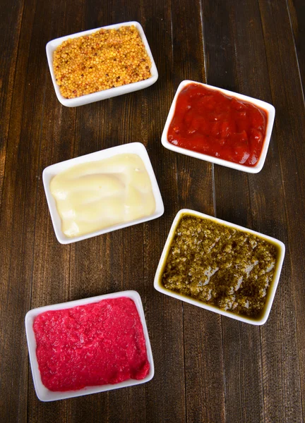 Various sauces on table close-up — Stock Photo, Image