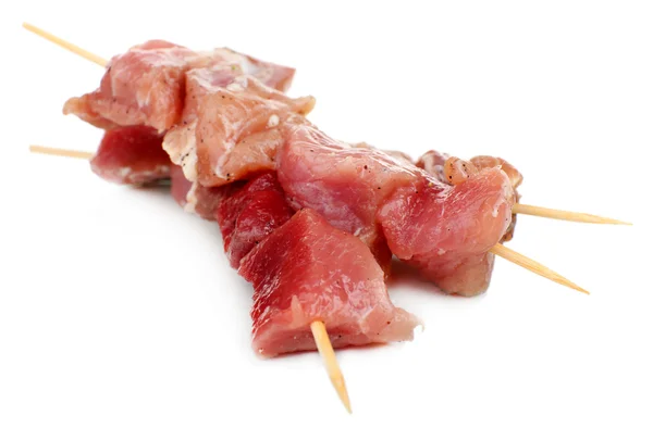 Raw pork kebab isolated on white — Stock Photo, Image