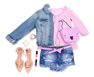 Kadın giyim üzerine beyaz izole