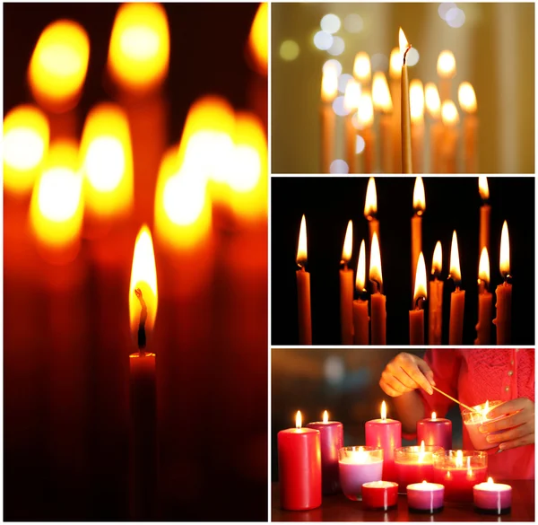Religion candles collage — Stock Photo, Image