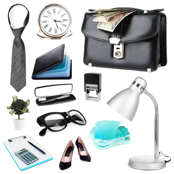 Collage of business stuff isolated on white — Stock Photo, Image