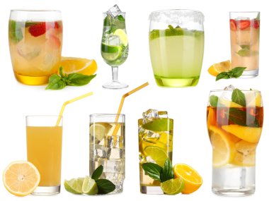 kolaj üzerinde beyaz izole soğuk limonata