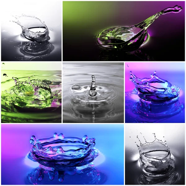 Collage av vatten droppar närbild — Stockfoto