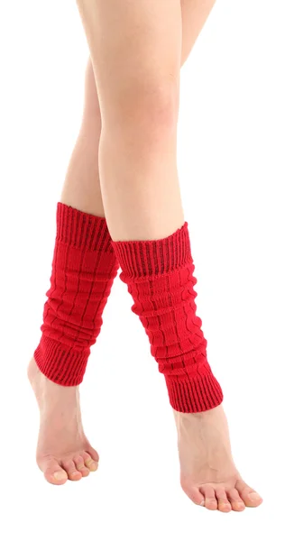 Polainas em pernas de mulher perfeita, close-up — Fotografia de Stock