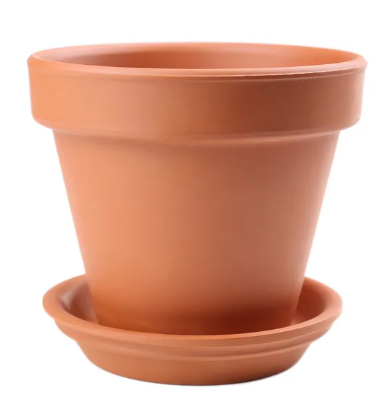 Clay flower pot, isolated on white — Stock Photo, Image