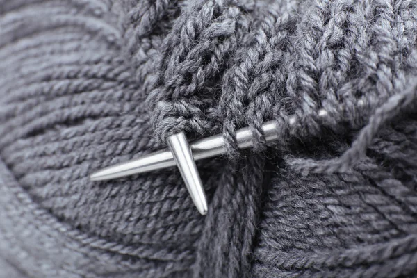 Knitting with spokes close up — Stock Photo, Image