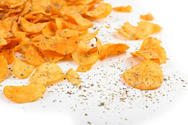 Homemade potato chips isolated on white — Stock Photo, Image