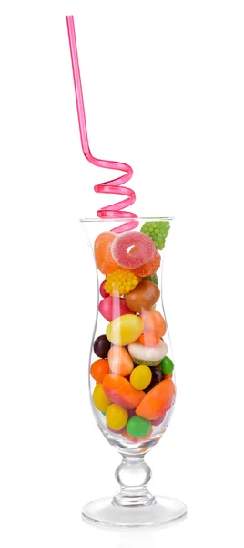 Diversi caramelle di frutta colorate in vetro isolato su bianco — Foto Stock