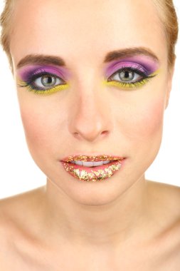 parlak bir makyaj, güzel bir kadınla yakın çekim