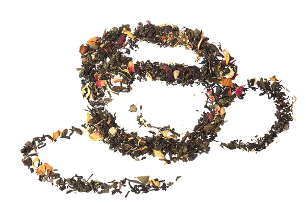 Ξηρό τσάι στο σχήμα του Κυπέλλου που απομονώνονται σε λευκό — Φωτογραφία Αρχείου