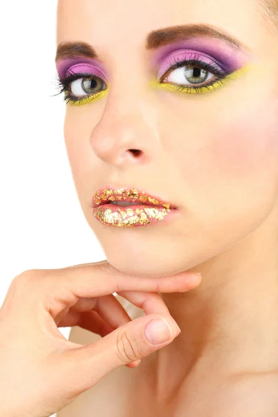 Beautiful woman with bright make-up, close up — Stock Photo, Image