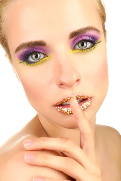 Beautiful woman with bright make-up, close up — Stock Photo, Image