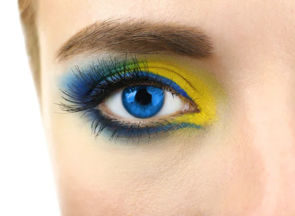 Belo olho com maquiagem brilhante, close-up — Fotografia de Stock