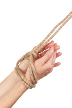 bağlı eller, izole beyaz